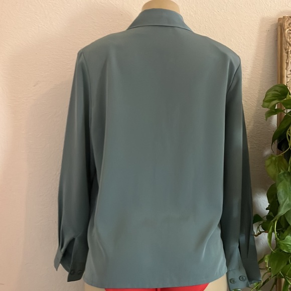 Vintage Blouse apparenza Gay blue Polyester Embroidered Paisley - Picture 6 of 10